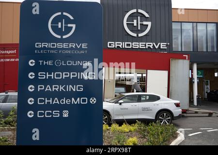 Gridserve service area and vehicle charging point , Postwick, Norwich UK Stock Photo