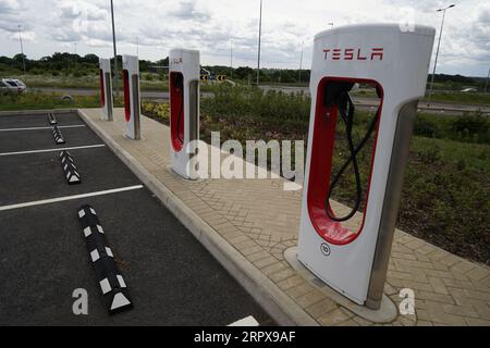 Gridserve service area and vehicle charging point , Postwick, Norwich UK Stock Photo