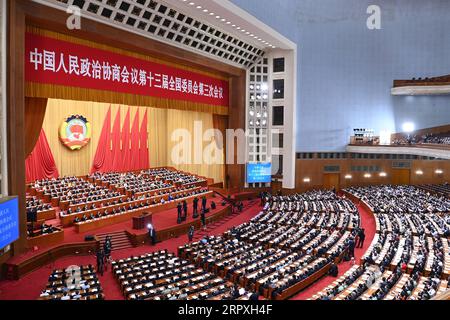 200524 -- BEIJING, May 24, 2020 -- The second plenary meeting of the third session of the 13th National Committee of the Chinese People s Political Consultative Conference CPPCC is held at the Great Hall of the People in Beijing, capital of China, May 24, 2020.  TWO SESSIONSCHINA-BEIJING-CPPCC-ANNUAL SESSION-SECOND PLENARY MEETING CN ZhangxLing PUBLICATIONxNOTxINxCHN Stock Photo