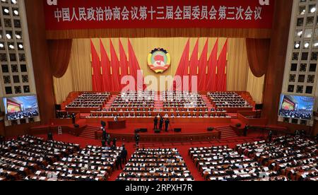 200524 -- BEIJING, May 24, 2020 -- The second plenary meeting of the third session of the 13th National Committee of the Chinese People s Political Consultative Conference CPPCC is held at the Great Hall of the People in Beijing, capital of China, May 24, 2020.  TWO SESSIONSCHINA-BEIJING-CPPCC-ANNUAL SESSION-SECOND PLENARY MEETING CN DingxLin PUBLICATIONxNOTxINxCHN Stock Photo