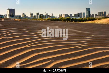 200525 -- YULIN, May 25, 2020 -- File photo taken in June, 2015, shows a desert on the outskirts of Yulin City, northwest China s Shaanxi Province. Yulin City, which used to suffer from severe soil erosion and desertification, has been making efforts on afforestation since April, 2017. In November of 2019, the city was granted the status of National Forest City. Photo by /Xinhua CHINA-SHAANXI-YULIN-AFFORESTATION CN ZhangxJinguo PUBLICATIONxNOTxINxCHN Stock Photo