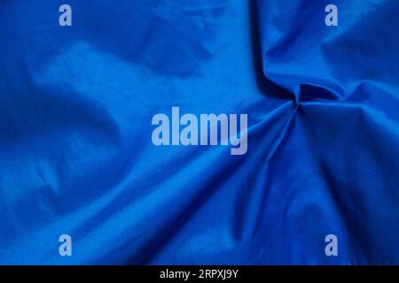 Background and texture of metallic fabric in blue Stock Photo