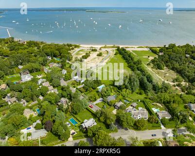 aerial view of havens beach and surrounding area Stock Photo