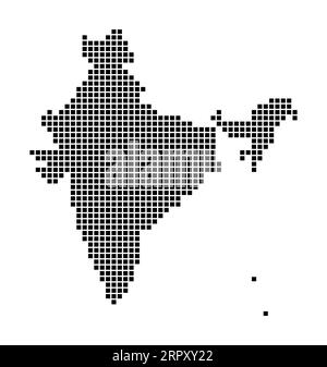 India map. Map of India in dotted style. Borders of the country filled with rectangles for your design. Vector illustration. Stock Vector