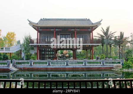 BEIJING - OCTOBER 23: Lingnan garden landscape architecture in a park, on october 23, 2014, Beijing, China. Stock Photo