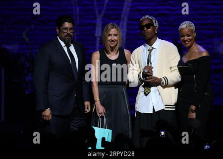 September 5, 2023, New York City, New York: (NEW) NYFW: ASAP Rocky At HFR 16th Annual Fashion Show & Style Awards. September 05, 2023, Harlem, New York, USA: American rapper and singer-songwriter, and husband of singer Rihanna, Rakim Athelaston Mayers, known professionally as ASAP Rocky received The Virgil Abloh Award during the HFR 16th Annual Fashion Show & Style Awards during NYFW taking place at Apollo Theater in Harlem. This year's theme is '' Remix' and the awards are presented to individuals who embody brilliance, integrity and creativity in their fields and with the presence of HFR fou Stock Photo