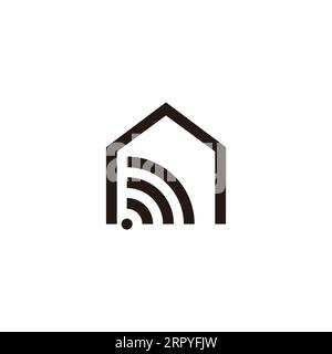 home wifi signal simple black line icon vector Stock Vector