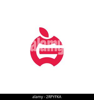 letter g apple red fruit geometric logo vector Stock Vector