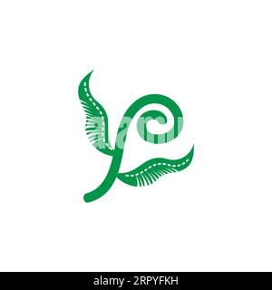 spiral green leaf simple logo vector Stock Vector