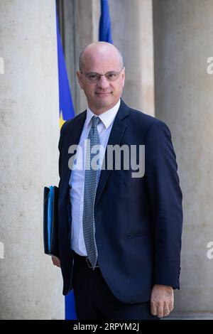 French Education Minister Jean Michel Blanquer and Gabriel Attal leaves
