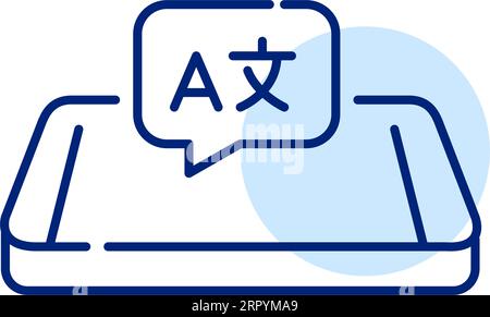 Translation app on a smartphone. Pixel perfect icon Stock Vector