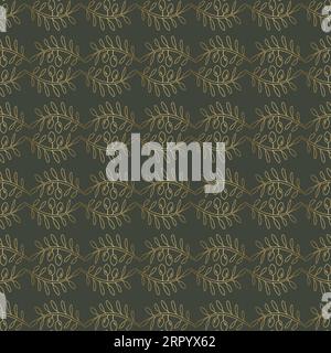 Olive Branch Seamless Pattern in Green and Gold Color for Extra Virgin Olive Oil Stock Vector