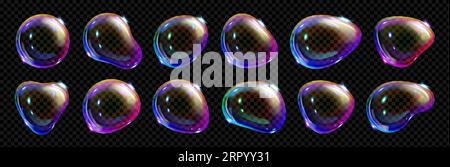 Soap bubble color spectrum on transparent background. Realistic ...
