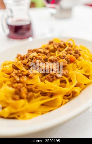 Traditional style Spaghetti bolognese in Bologna Italy Stock Photo
