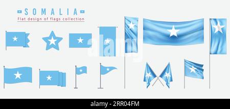 Somalia flag, flat design of flags collection Stock Vector