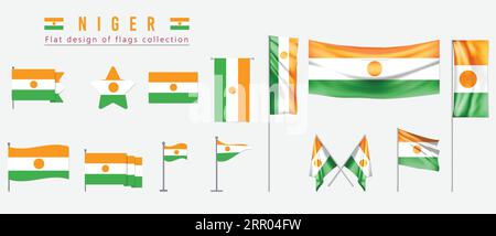 Niger flag, flat design of flags collection Stock Vector