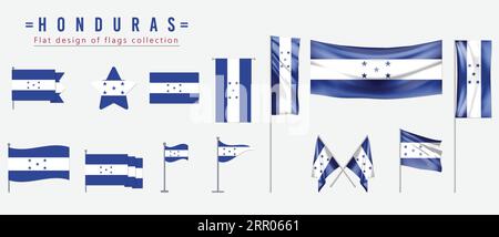 Honduras flag, flat design of flags collection Stock Vector