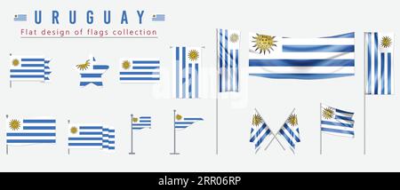 Uruguay flag, flat design of flags collection Stock Vector
