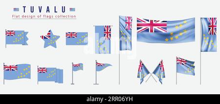 Tuvalu flag, flat design of flags collection Stock Vector