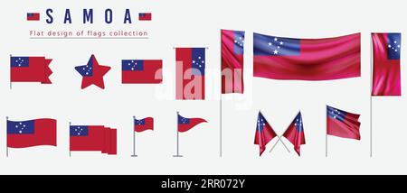 Samoa Islands flag, flat design of flags collection Stock Vector