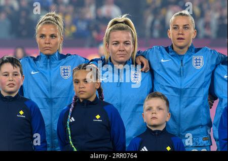 HONG KONG SAR,CHINA. AUGUST 20th, 2023.  FIFA Womens Football World Cup 2023 Final. The England team line up for the national Anthems before the Final Stock Photo