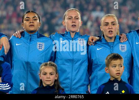 HONG KONG SAR,CHINA. AUGUST 20th, 2023.  FIFA Womens Football World Cup 2023 Final. The England team line up for the national Anthems before the Final Stock Photo