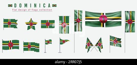 Dominica flag, flat design of flags collection Stock Vector