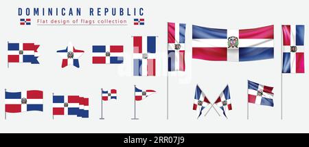 Dominican Republic flag, flat design of flags collection Stock Vector