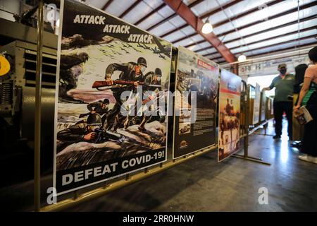 200815 -- NEW YORK, Aug. 15, 2020 -- A repurposed WWII poster adapted to the fight against COVID-19 is displayed at the Museum of American Armor in Plainview, New York, the United States, on Aug. 15, 2020. An exhibition of repurposed posters created during World War II and now adapted to the fight against COVID-19 has been held here since the museum reopened to the public on July 31, reminding visitors to be vigilant against COVID.  U.S.-NEW YORK-THE MUSEUM OF AMERICAN ARMOR-COVID-19-REPURPOSED WWII POSTERS-EXHIBITION WangxYing PUBLICATIONxNOTxINxCHN Stock Photo