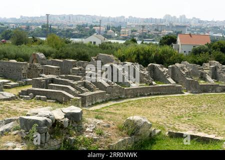 Croatia Roman ruins remains City Martha Iulia Salona detail Amphitheatre built 2nd century Dalmatia destroyed 7th century by Avars & Slavs Stock Photo
