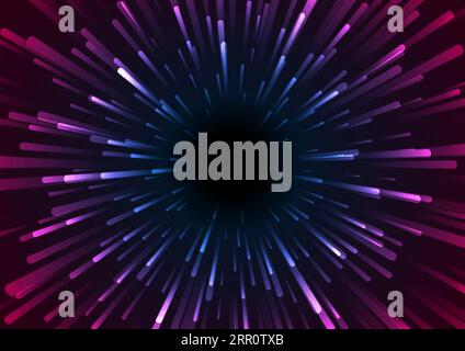 Blue purple neon space starburst abstract background. Vector illustration Stock Vector