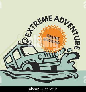 Extreme adventure, online booking promotion banner Stock Vector