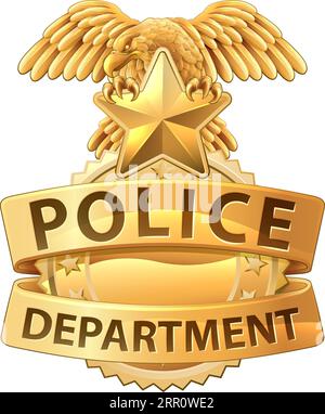 Police Badge Shield Star Sheriff Cop Crest Symbol Stock Vector