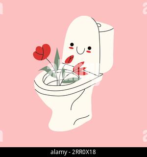 Cute funny smiling happy toilet bowl Stock Vector