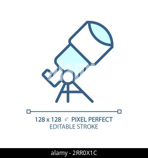 Telescope pixel perfect light blue icon Stock Vector
