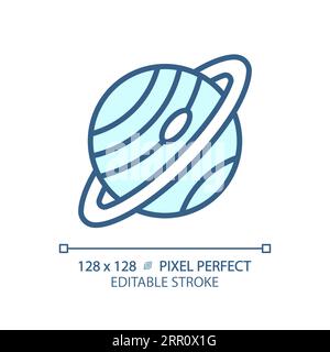 Saturn pixel perfect light blue icon Stock Vector