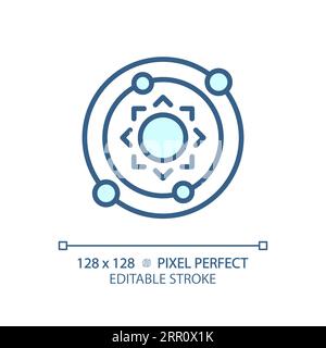 Solar system pixel perfect light blue icon Stock Vector