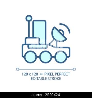 Lunar rover pixel perfect light blue icon Stock Vector