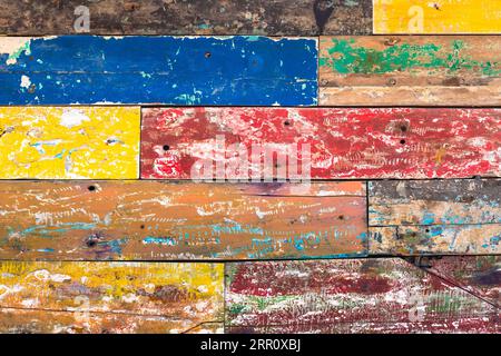 Old multicolour wooden background, perfect textured pattern. Stock Photo