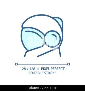 Space helmet pixel perfect light blue icon Stock Vector
