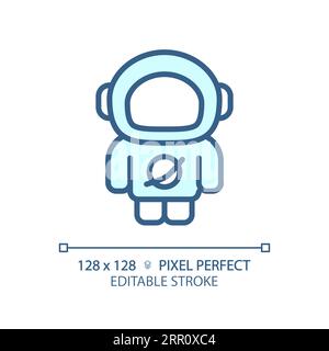 Astronaut pixel perfect light blue icon Stock Vector
