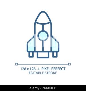 Rocket pixel perfect light blue icon Stock Vector