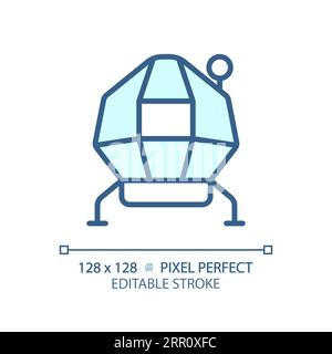 Lunar module pixel perfect light blue icon Stock Vector