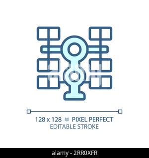 Space station pixel perfect light blue icon Stock Vector