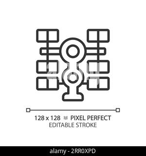 Space station pixel perfect linear icon Stock Vector