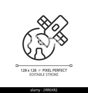 Satellite pixel perfect linear icon Stock Vector
