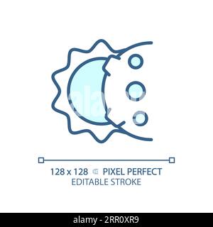 Solar eclipse pixel perfect light blue icon Stock Vector