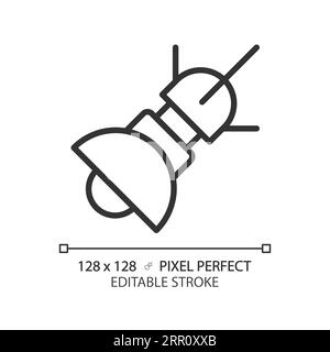 Space based radar pixel perfect linear icon Stock Vector