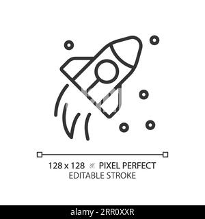 Space travel pixel perfect linear icon Stock Vector