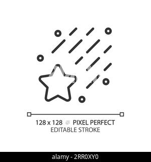 Falling star pixel perfect linear icon Stock Vector